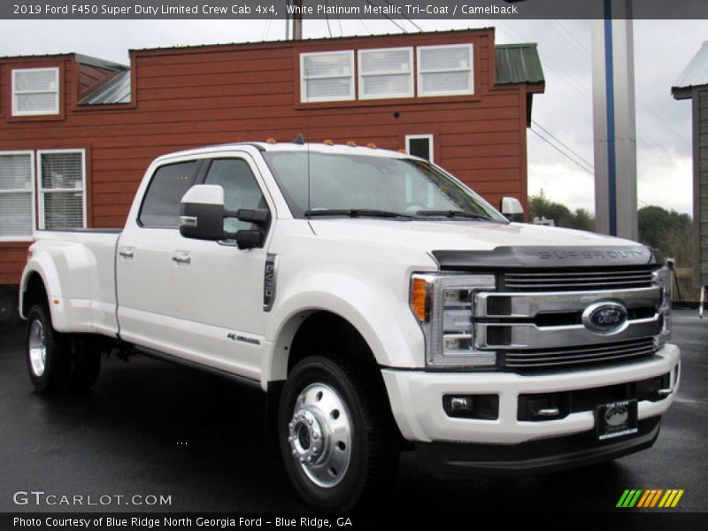 White Platinum Metallic Tri-Coat / Camelback 2019 Ford F450 Super Duty Limited Crew Cab 4x4