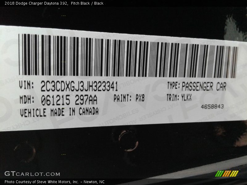 Pitch Black / Black 2018 Dodge Charger Daytona 392