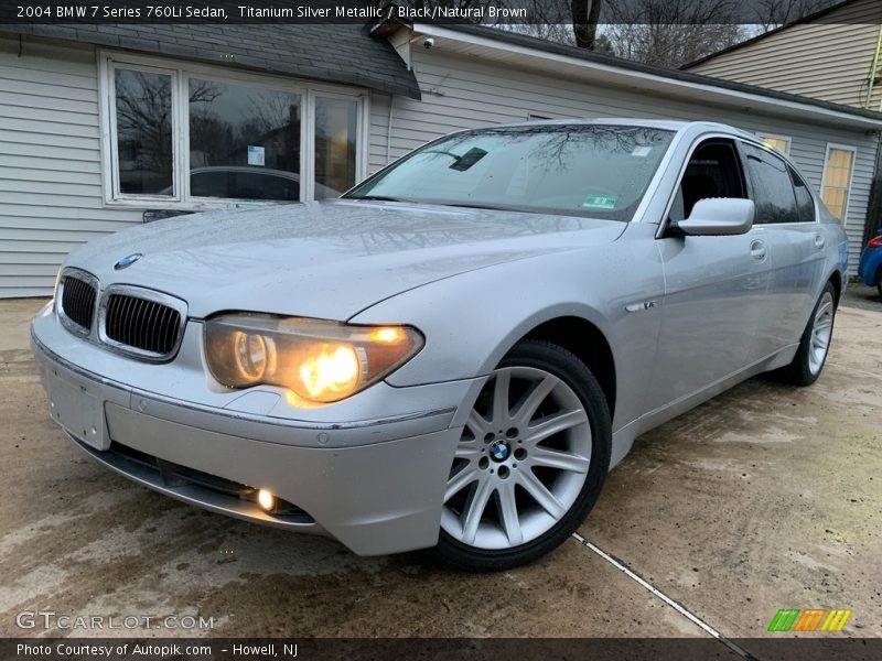 Titanium Silver Metallic / Black/Natural Brown 2004 BMW 7 Series 760Li Sedan