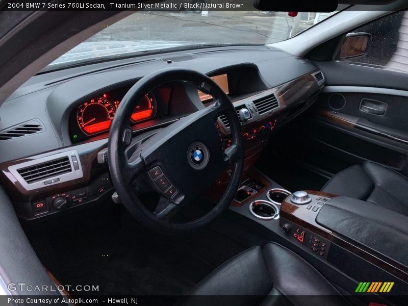 Titanium Silver Metallic / Black/Natural Brown 2004 BMW 7 Series 760Li Sedan