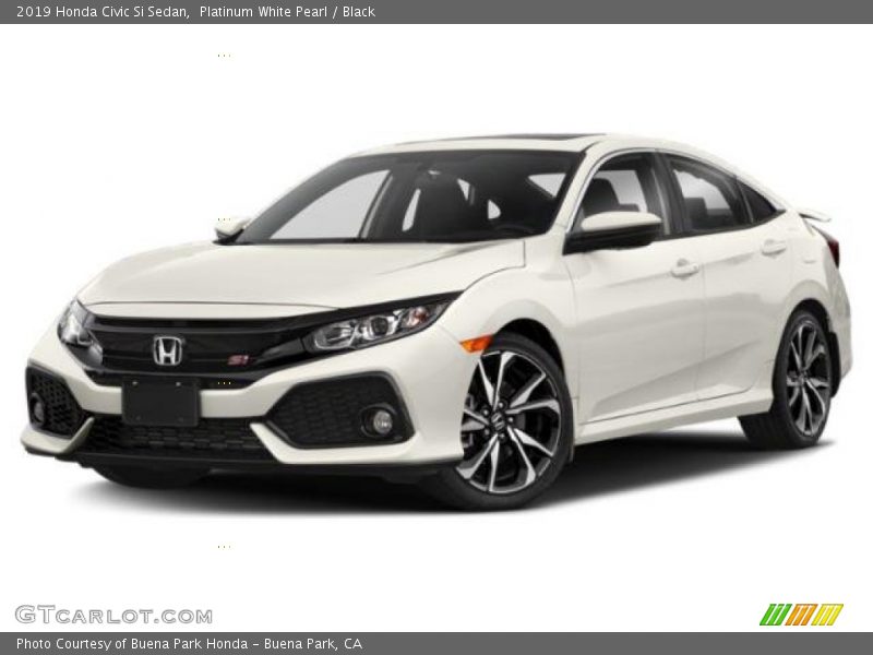 Platinum White Pearl / Black 2019 Honda Civic Si Sedan