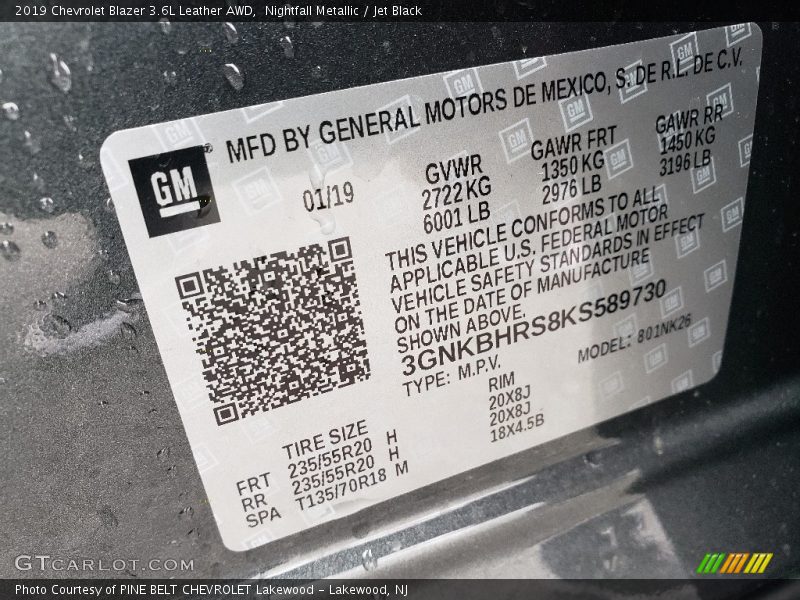 Nightfall Metallic / Jet Black 2019 Chevrolet Blazer 3.6L Leather AWD