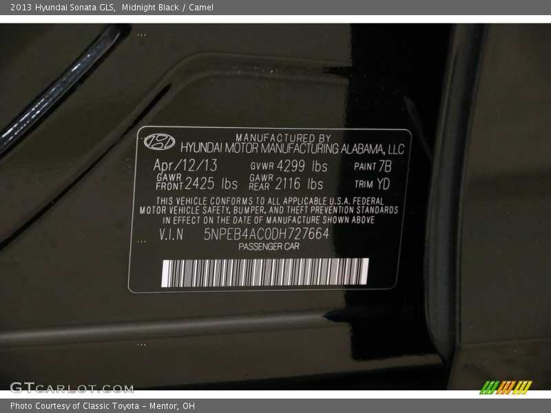 Midnight Black / Camel 2013 Hyundai Sonata GLS
