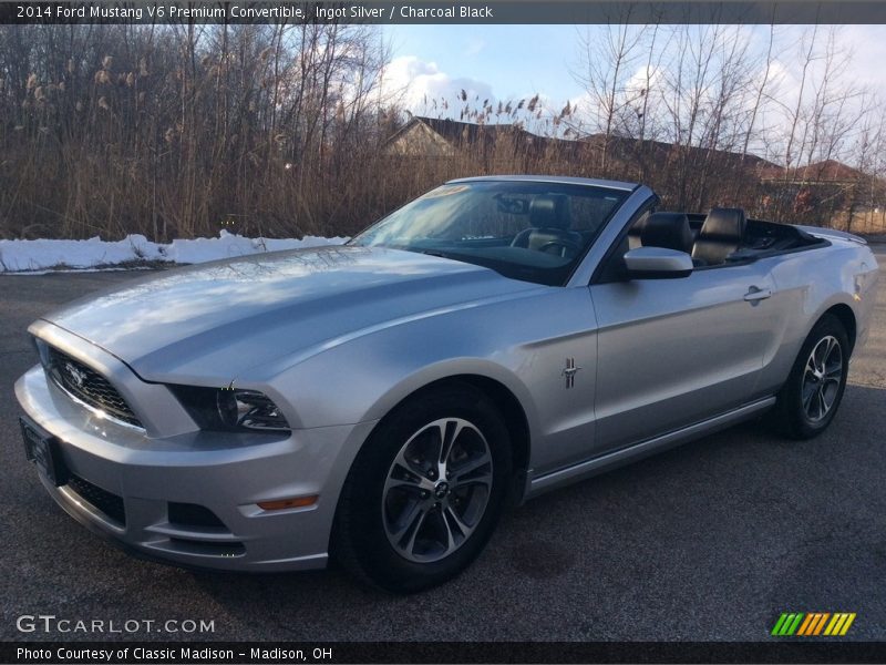 Ingot Silver / Charcoal Black 2014 Ford Mustang V6 Premium Convertible