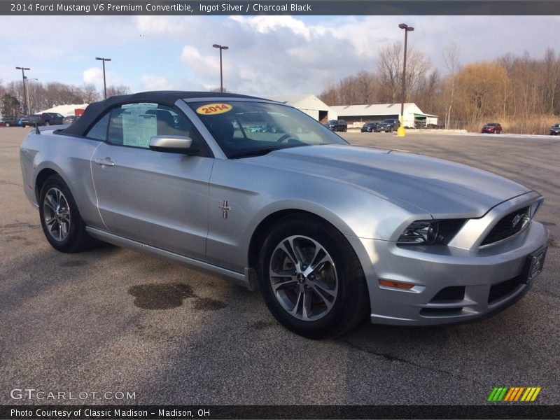 Ingot Silver / Charcoal Black 2014 Ford Mustang V6 Premium Convertible