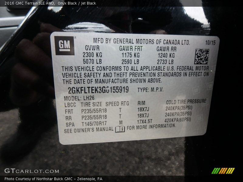Onyx Black / Jet Black 2016 GMC Terrain SLE AWD