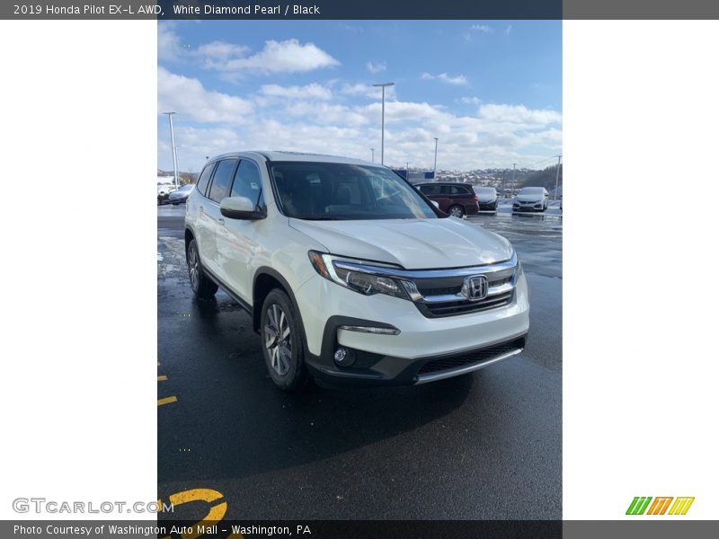 White Diamond Pearl / Black 2019 Honda Pilot EX-L AWD