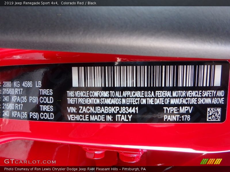 Colorado Red / Black 2019 Jeep Renegade Sport 4x4