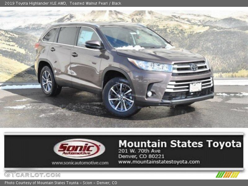 Toasted Walnut Pearl / Black 2019 Toyota Highlander XLE AWD