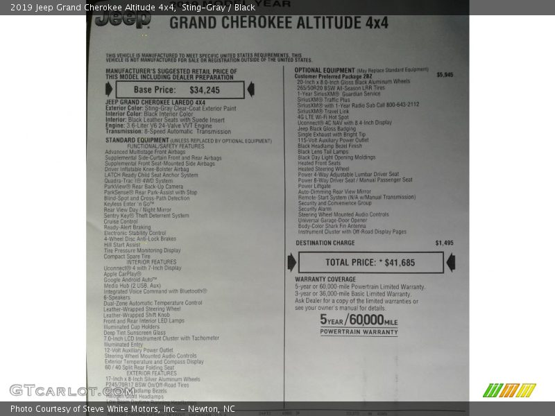 Sting-Gray / Black 2019 Jeep Grand Cherokee Altitude 4x4