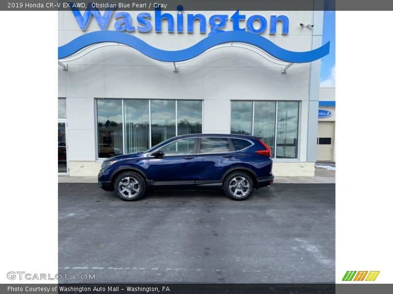 Obsidian Blue Pearl / Gray 2019 Honda CR-V EX AWD