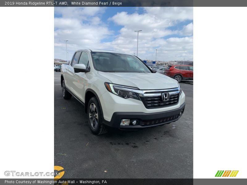 White Diamond Pearl / Beige 2019 Honda Ridgeline RTL-T AWD