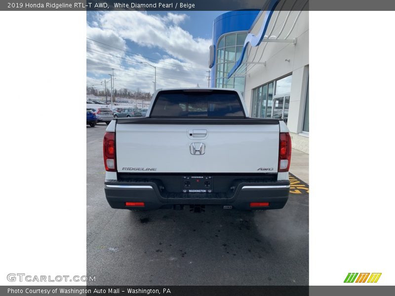 White Diamond Pearl / Beige 2019 Honda Ridgeline RTL-T AWD