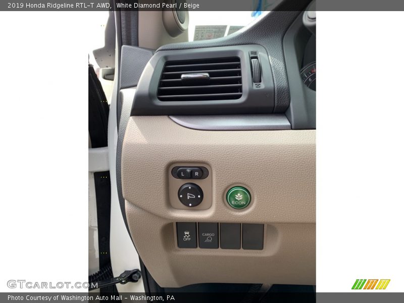 White Diamond Pearl / Beige 2019 Honda Ridgeline RTL-T AWD