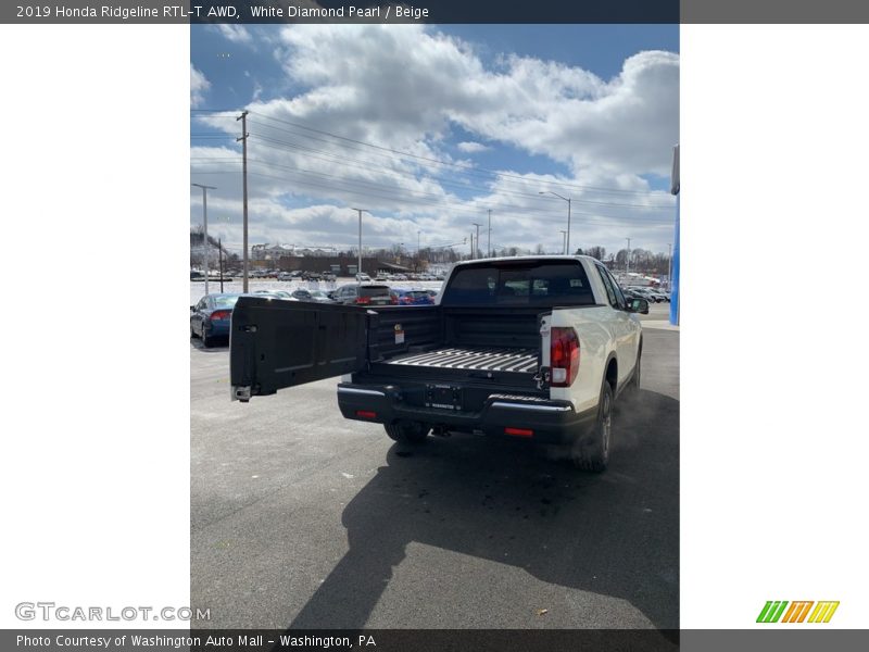 White Diamond Pearl / Beige 2019 Honda Ridgeline RTL-T AWD