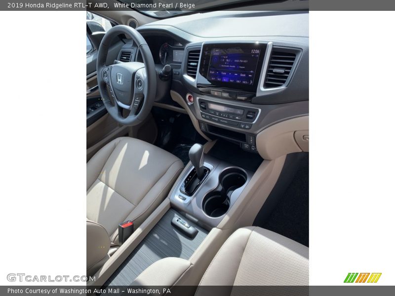 White Diamond Pearl / Beige 2019 Honda Ridgeline RTL-T AWD