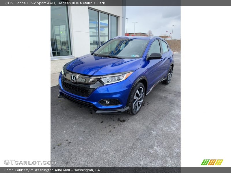 Aegean Blue Metallic / Black 2019 Honda HR-V Sport AWD