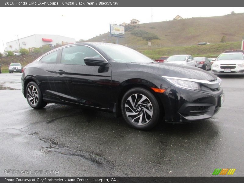 Crystal Black Pearl / Black/Gray 2016 Honda Civic LX-P Coupe
