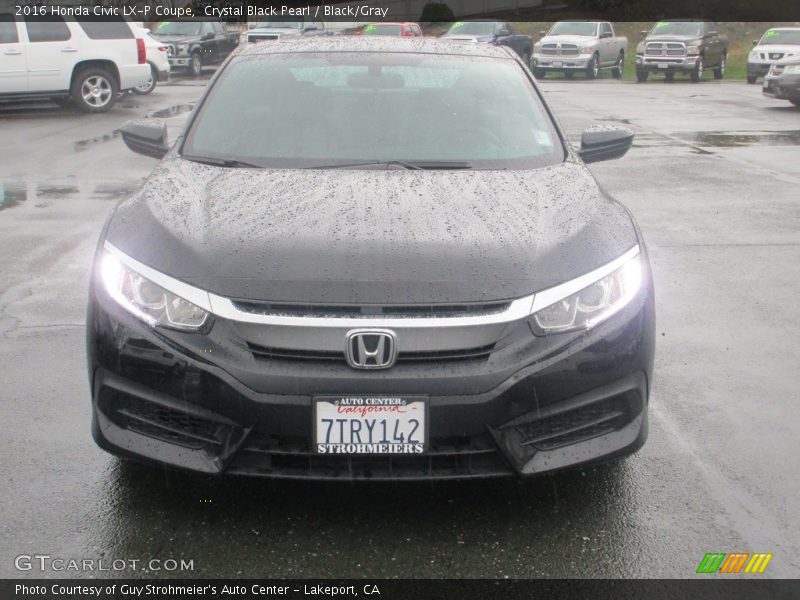Crystal Black Pearl / Black/Gray 2016 Honda Civic LX-P Coupe