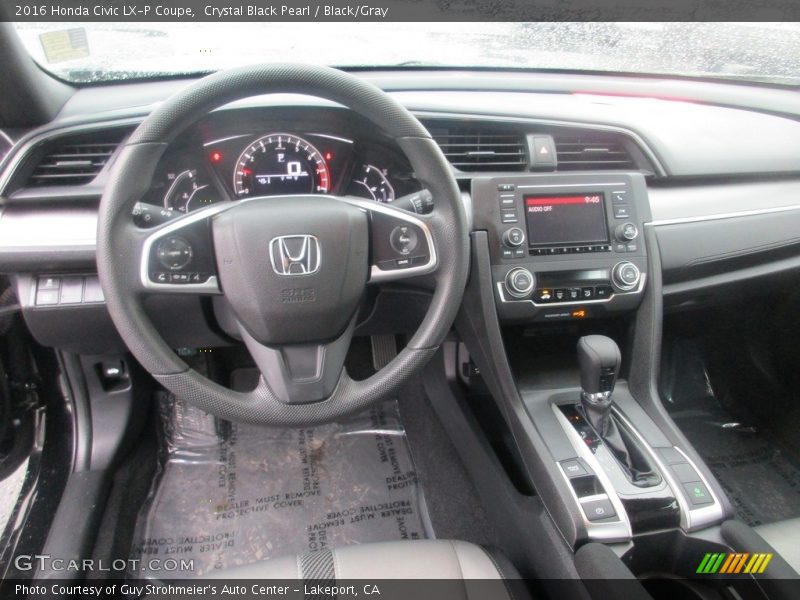 Crystal Black Pearl / Black/Gray 2016 Honda Civic LX-P Coupe