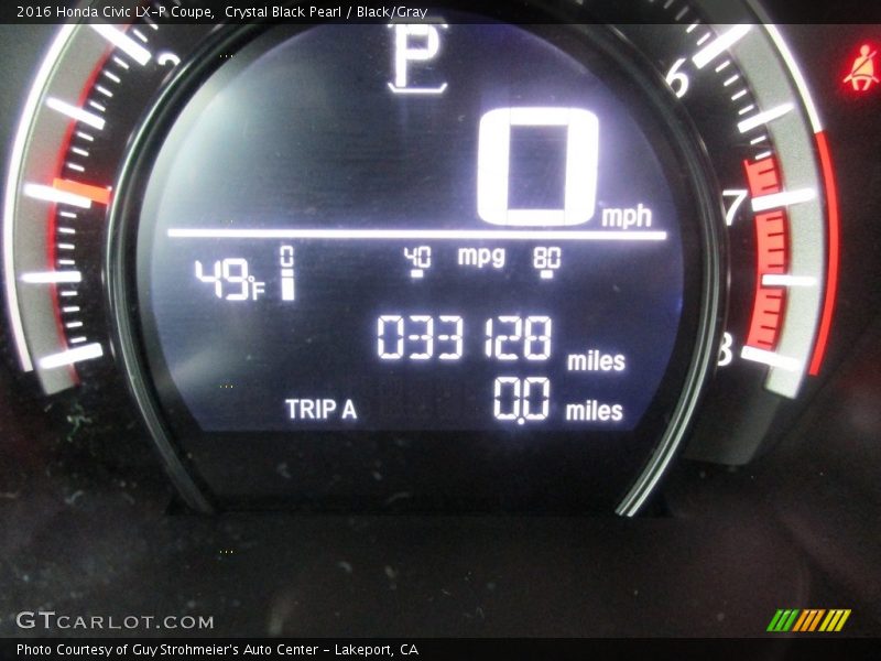 Crystal Black Pearl / Black/Gray 2016 Honda Civic LX-P Coupe