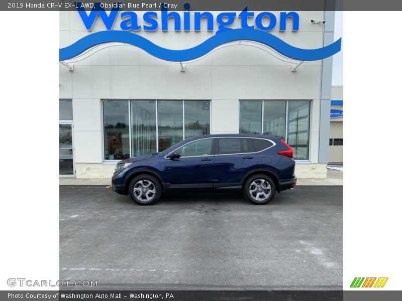 Obsidian Blue Pearl / Gray 2019 Honda CR-V EX-L AWD
