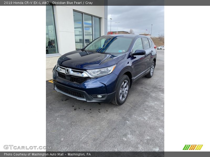 Obsidian Blue Pearl / Gray 2019 Honda CR-V EX-L AWD