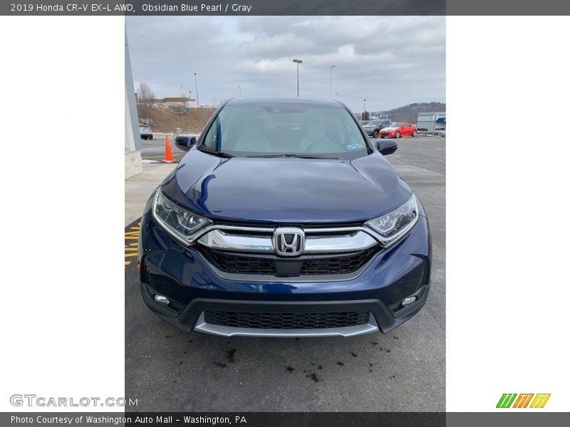 Obsidian Blue Pearl / Gray 2019 Honda CR-V EX-L AWD