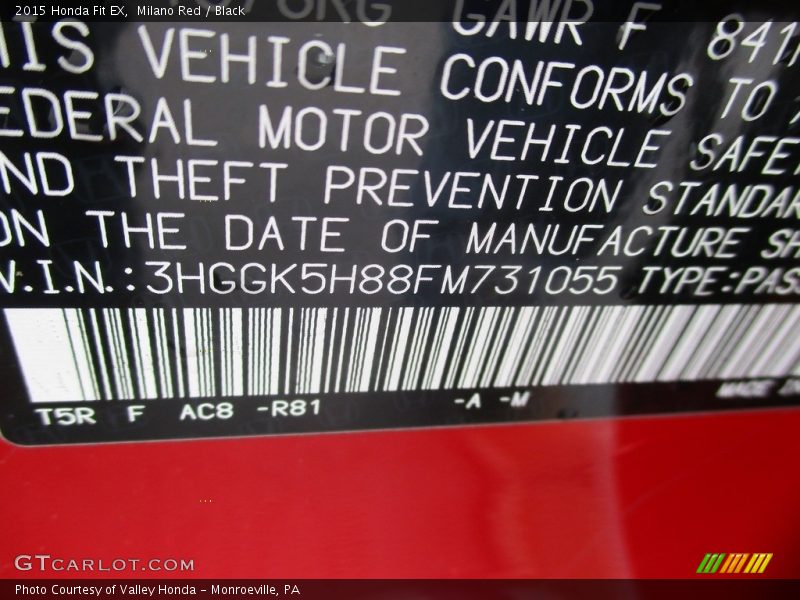 Milano Red / Black 2015 Honda Fit EX