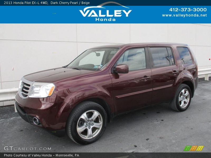 Dark Cherry Pearl / Beige 2013 Honda Pilot EX-L 4WD