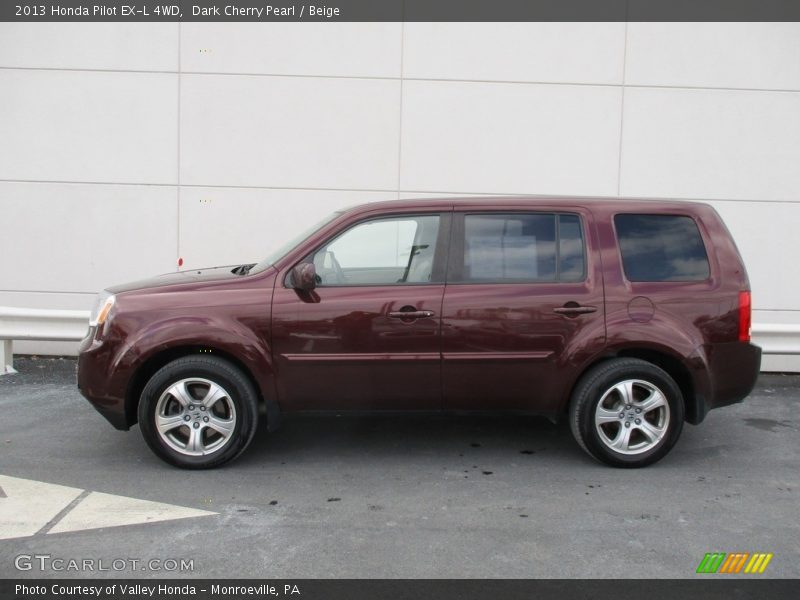 Dark Cherry Pearl / Beige 2013 Honda Pilot EX-L 4WD