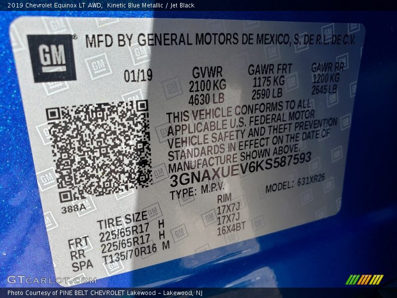 Kinetic Blue Metallic / Jet Black 2019 Chevrolet Equinox LT AWD