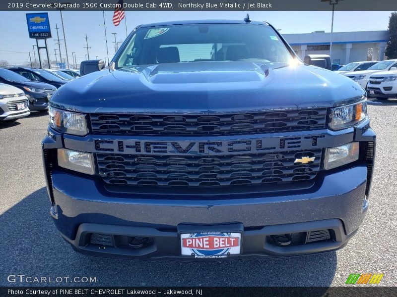 Northsky Blue Metallic / Jet Black 2019 Chevrolet Silverado 1500 Custom Double Cab 4WD