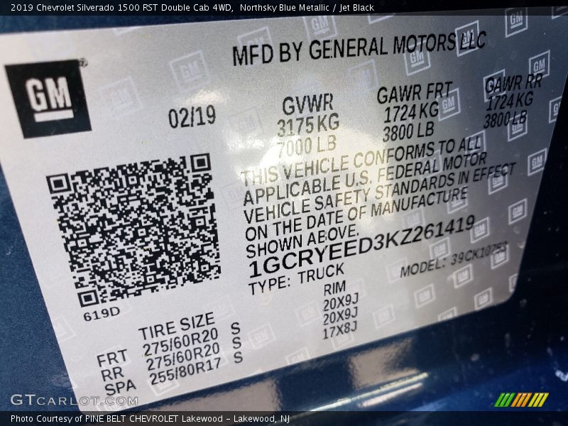 Northsky Blue Metallic / Jet Black 2019 Chevrolet Silverado 1500 RST Double Cab 4WD