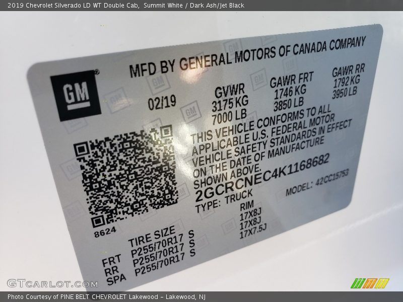 Summit White / Dark Ash/Jet Black 2019 Chevrolet Silverado LD WT Double Cab