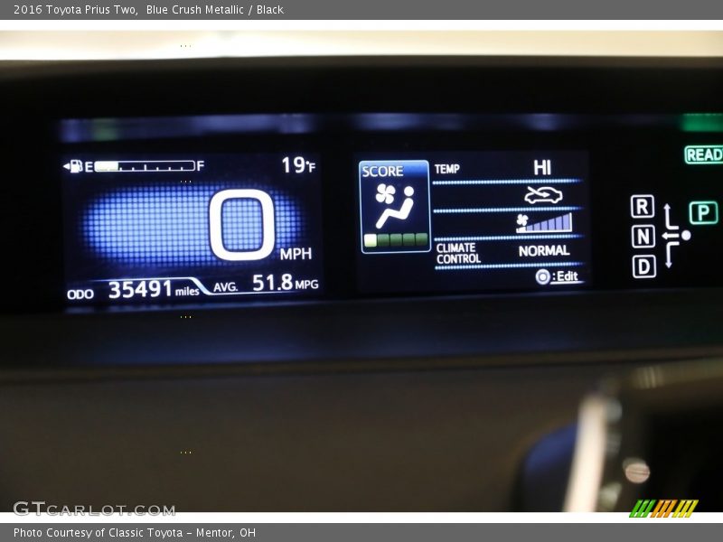 Blue Crush Metallic / Black 2016 Toyota Prius Two