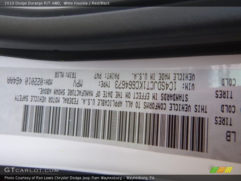 White Knuckle / Red/Black 2019 Dodge Durango R/T AWD