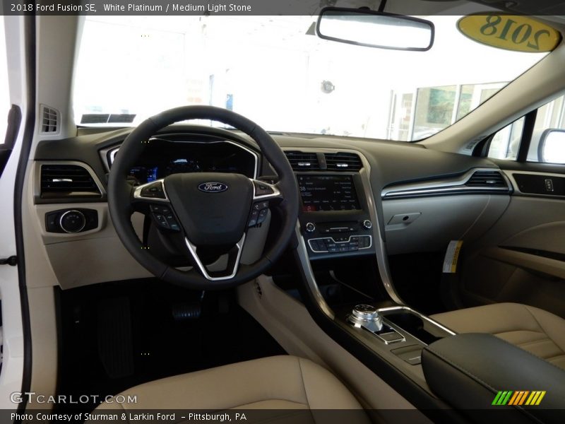 White Platinum / Medium Light Stone 2018 Ford Fusion SE