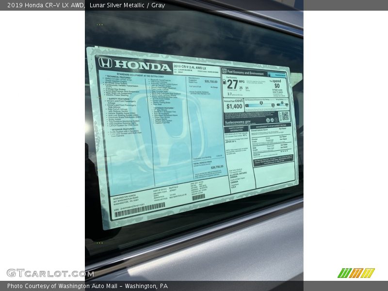 Lunar Silver Metallic / Gray 2019 Honda CR-V LX AWD