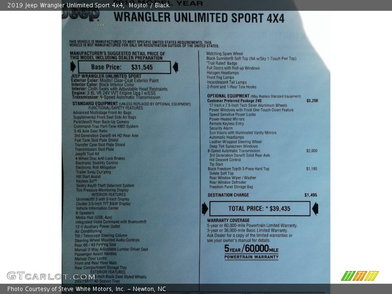 Mojito! / Black 2019 Jeep Wrangler Unlimited Sport 4x4