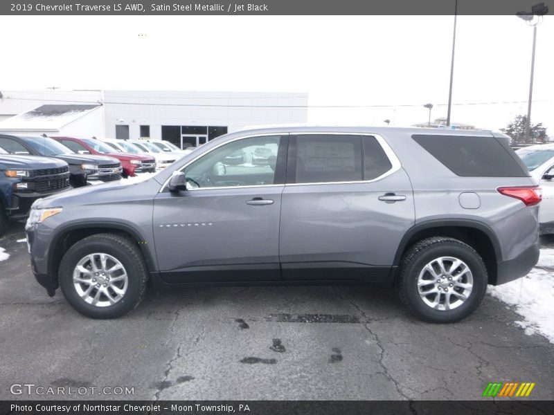 Satin Steel Metallic / Jet Black 2019 Chevrolet Traverse LS AWD