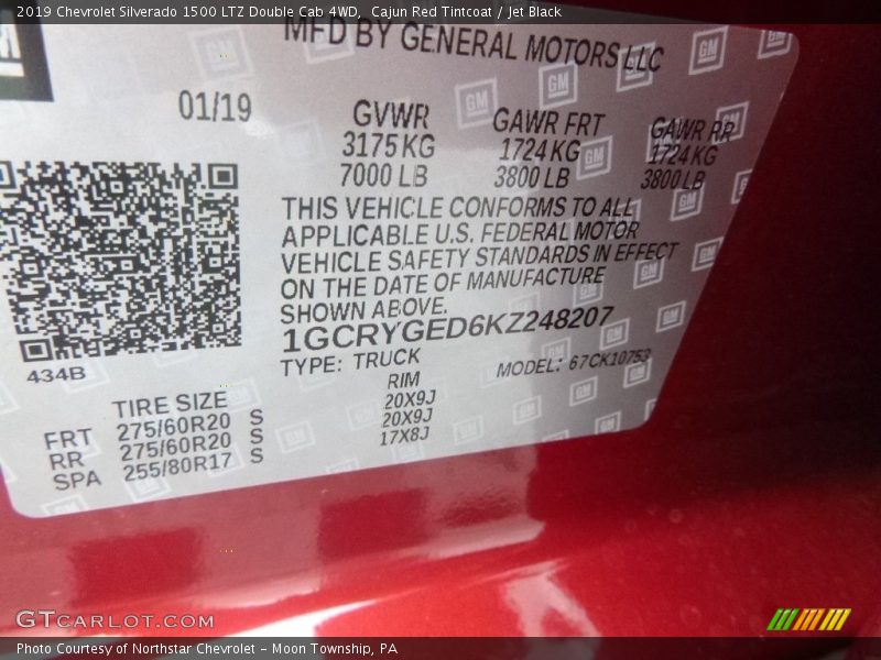 Cajun Red Tintcoat / Jet Black 2019 Chevrolet Silverado 1500 LTZ Double Cab 4WD