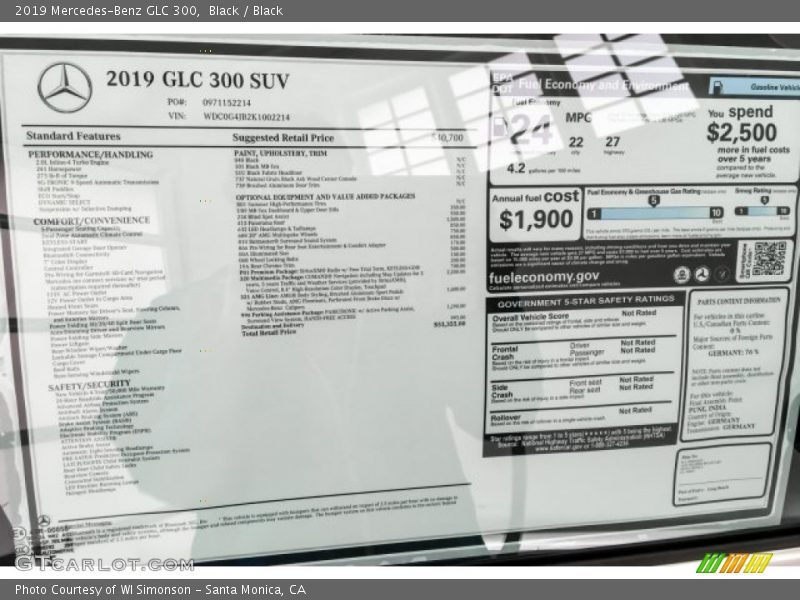  2019 GLC 300 Window Sticker