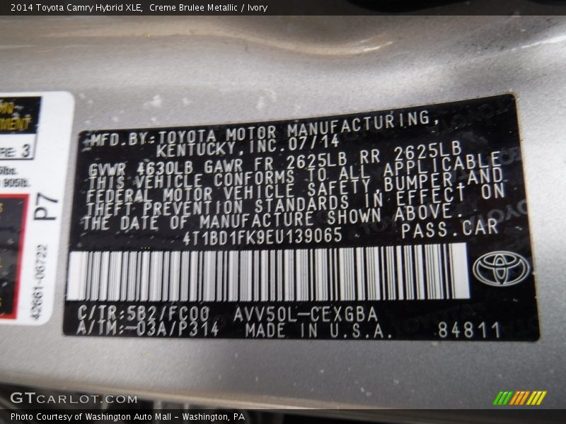 Creme Brulee Metallic / Ivory 2014 Toyota Camry Hybrid XLE