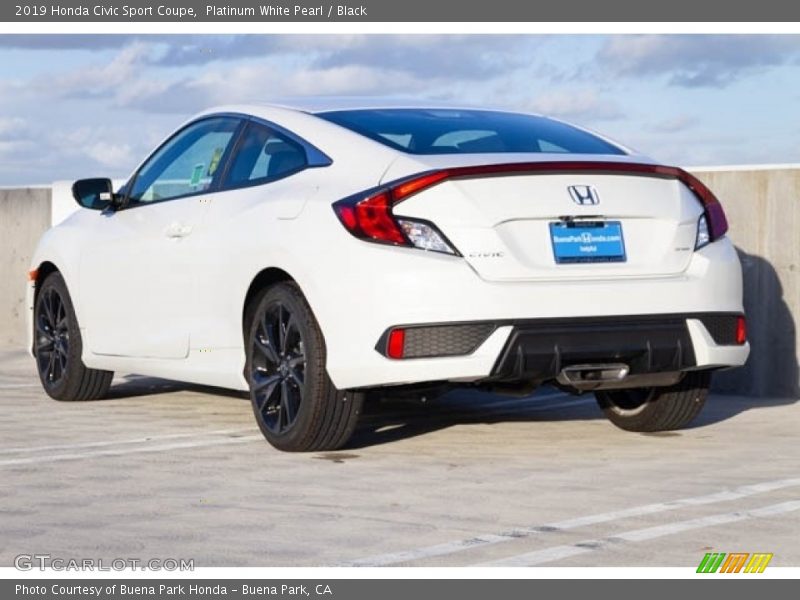 Platinum White Pearl / Black 2019 Honda Civic Sport Coupe