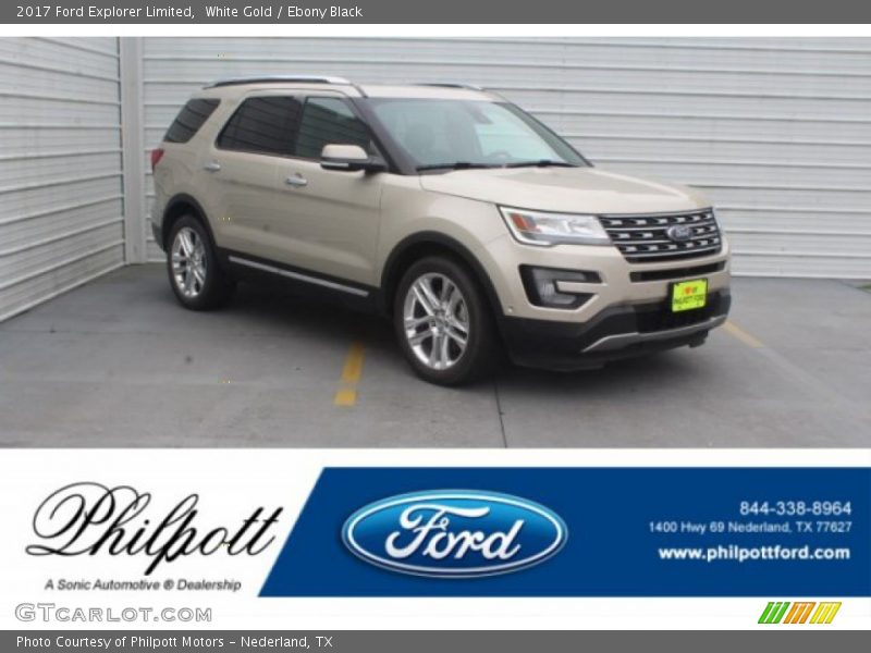 White Gold / Ebony Black 2017 Ford Explorer Limited