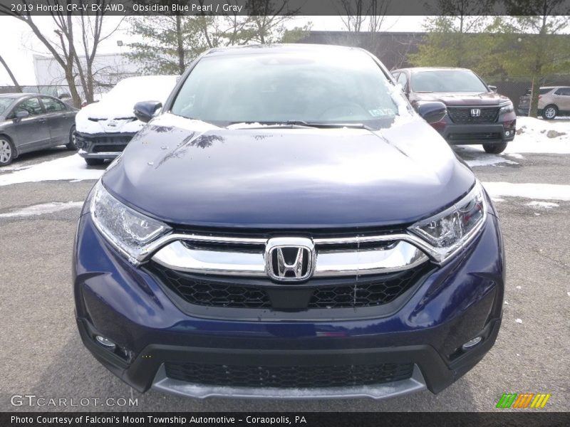 Obsidian Blue Pearl / Gray 2019 Honda CR-V EX AWD