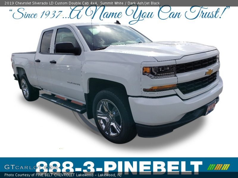 Summit White / Dark Ash/Jet Black 2019 Chevrolet Silverado LD Custom Double Cab 4x4