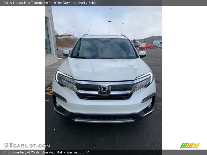 White Diamond Pearl / Beige 2019 Honda Pilot Touring AWD