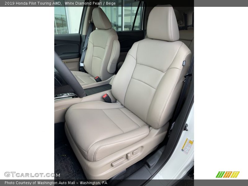 White Diamond Pearl / Beige 2019 Honda Pilot Touring AWD
